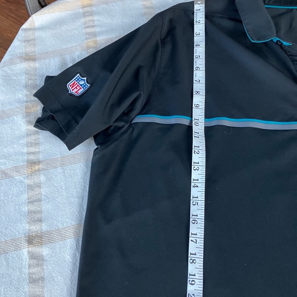 🔔2/$15 XXL NIKE NFL JACKSONVILLE JAGS DRI-FIT BLACK & SILVER TEAL STRIPE POLO - Picture 4 of 9